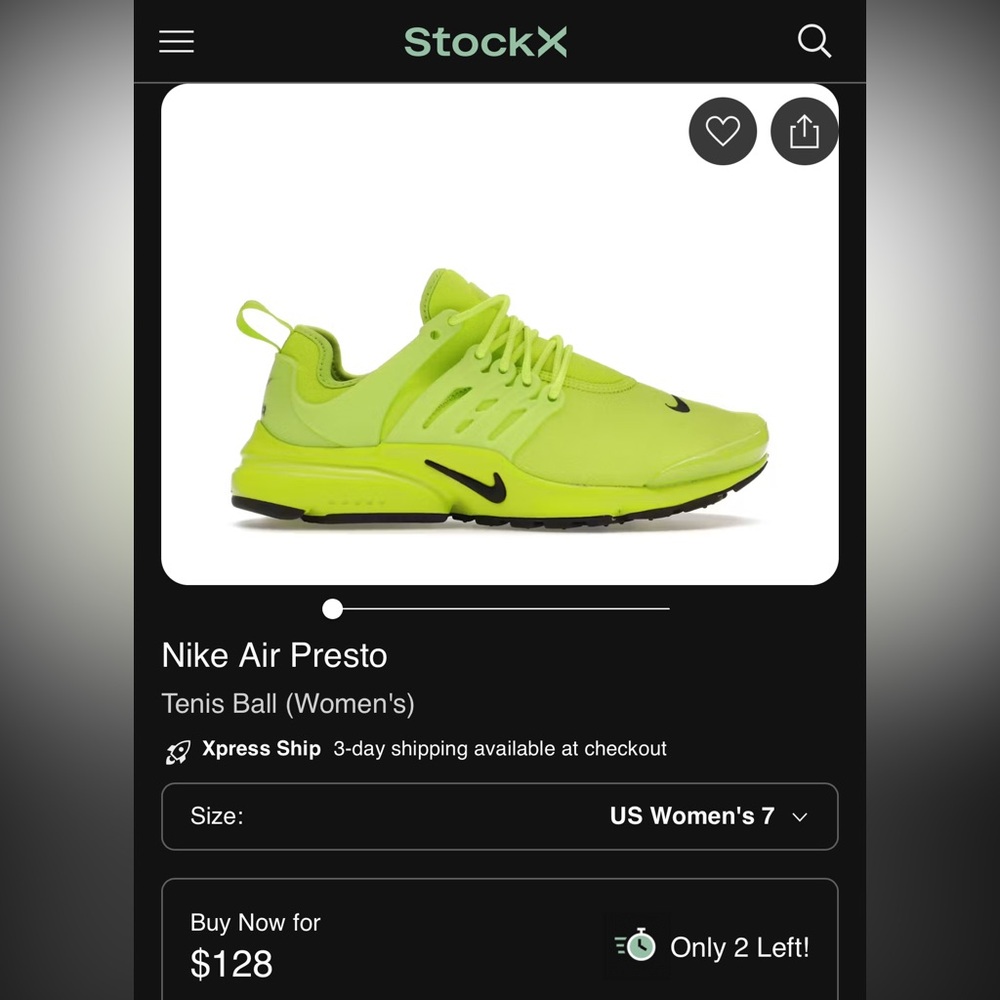Nike air presto tennis ball women’s size 8